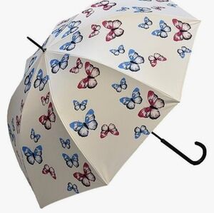 NWT Butterfly Modern Dome-Shaped All-weather Umbrella 99% UV Protection .White.